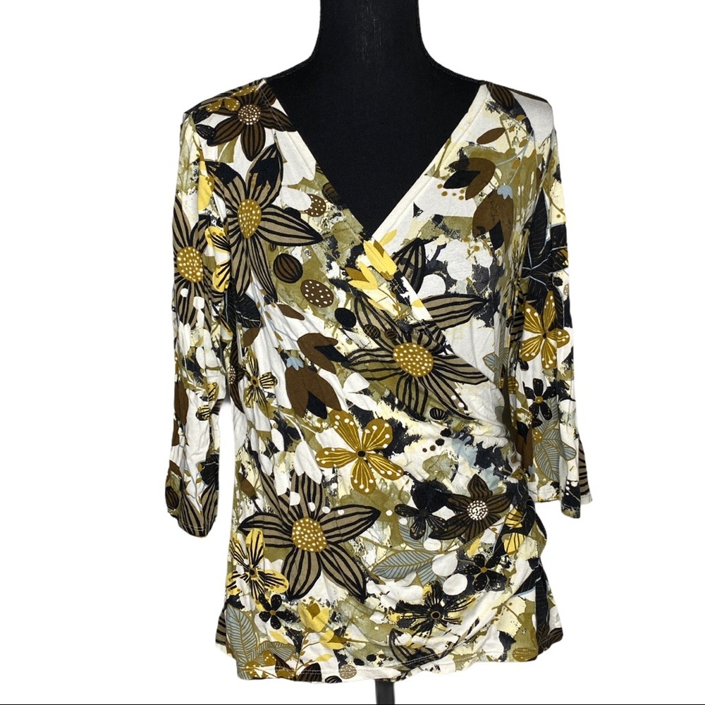 Salaam 3/4 Sleeve Wrap Front Shirt Size XLarge